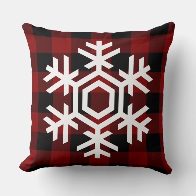 Coussin Magnifique flocon de neige blanc à carreaux de Buf (Recto)
