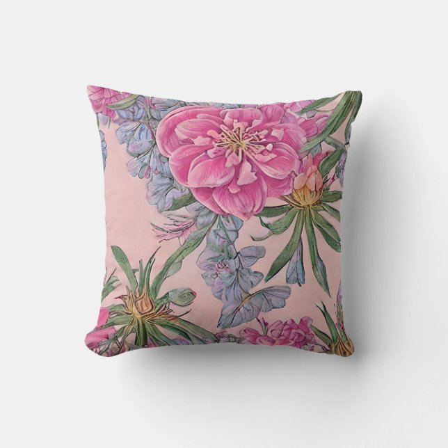 Coussin Magnifique floral rose (Recto)