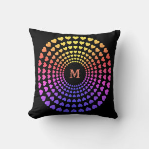 Coussin Magnifique Mandala de Cercles de Cœur Multicolores