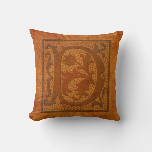 Coussin Magnifique monogramme D/Oreiller à lettre ancienne (Recto)