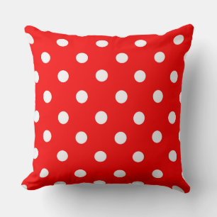 Coussin Magnifique motif à pois rouges et blancs
