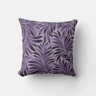 Coussin Magnifique motif de feuilles en lilas et gris