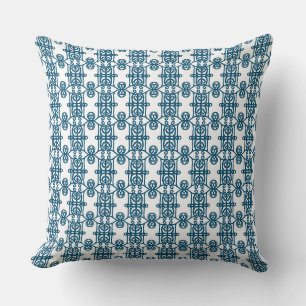 Coussin Magnifique motif de forme géométrique bleu blanc d