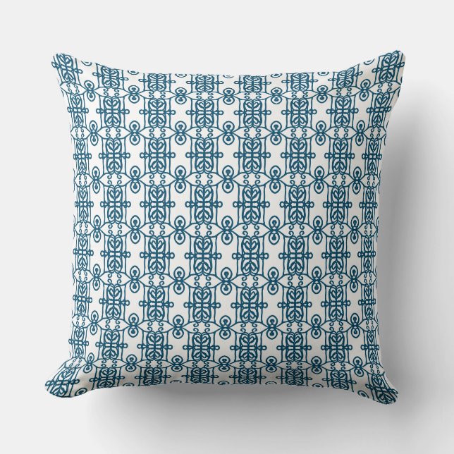 Coussin Magnifique motif de forme géométrique bleu blanc d (Recto)
