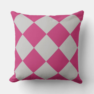 Coussin Magnifique motif diamant en Bourgogne et gris