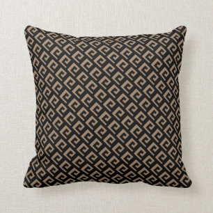 Coussin Magnifique motif géométrique beige noir et marron