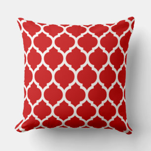 Coussin Magnifique motif moroccain rouge à quatre feuilles