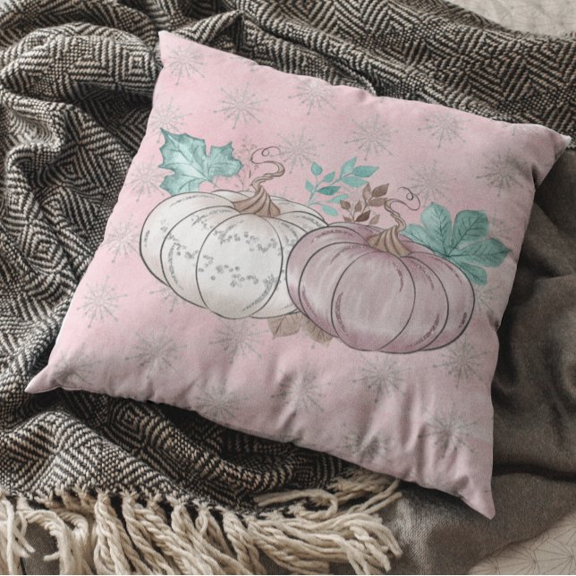 Coussin Magnifique patch de citrouilles roses pailletées d (Créateur téléchargé)