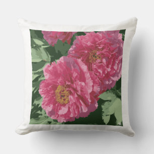 Coussin Magnifique pivoine rose vif sur l'oreiller jetable