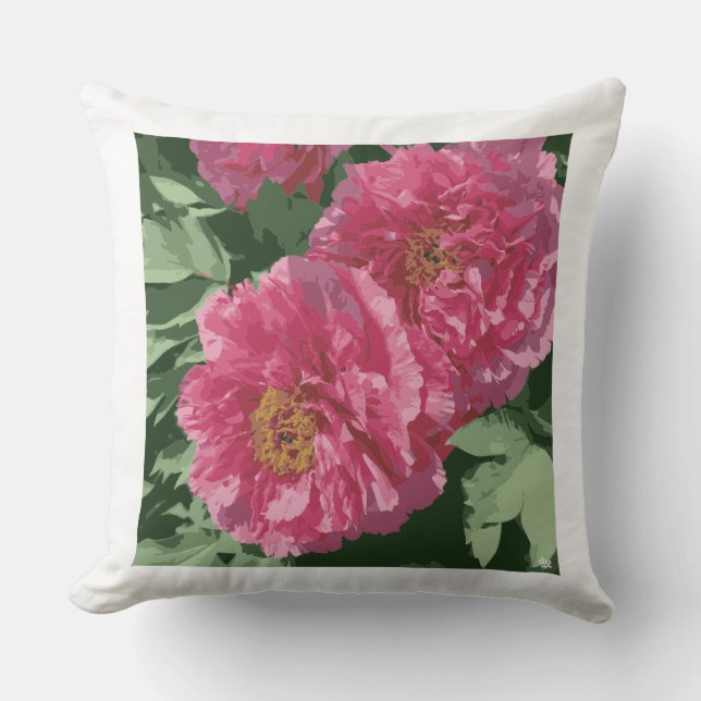 Coussin Magnifique pivoine rose vif sur l'oreiller jetable (Recto)