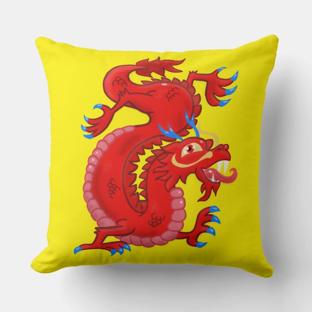 Coussin Magnifique, Rouge, Dragon Oriental (Recto)