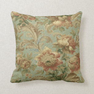 Coussin Magnifique Vieux Monde Antique Floral Faux Texture