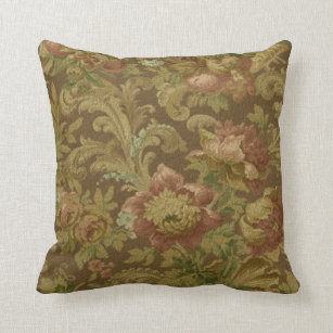 Coussin Magnifique Vieux Monde Antique Floral Faux Texture