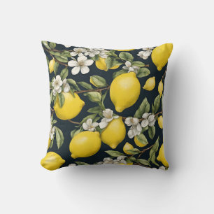 Coussin magnifiques branches de citron avec citrons et fle