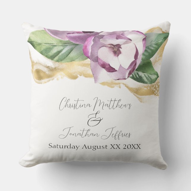 Coussin Magnolia aquarelle romantique (Recto)