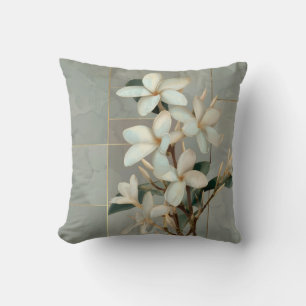 Coussin Magnolia blanche Floral Ligne Or Marbre