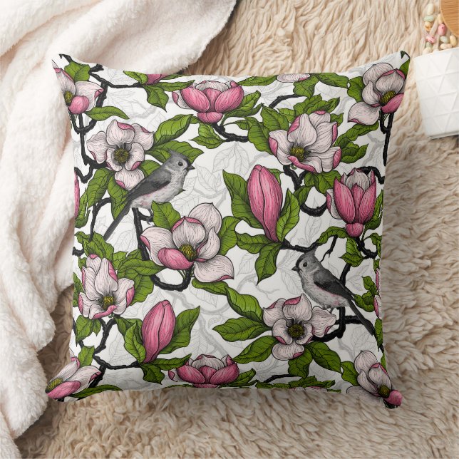 Coussin Magnolia en floraison et tireur (Couverture)