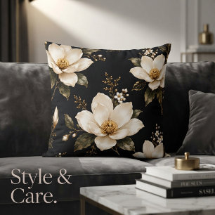 Coussin Magnolia Floral Luxueux Motif Sans Couture Artwork