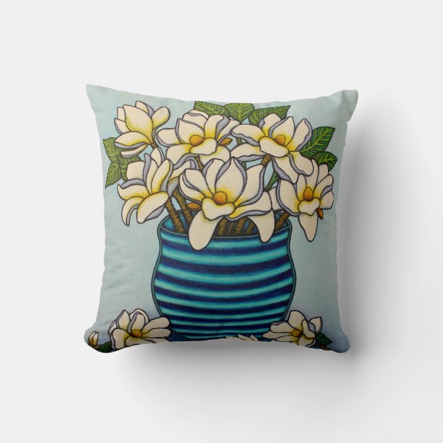 Coussin Magnolia Grandiflora Jetez l'oreiller par Lisa Lor (Recto)