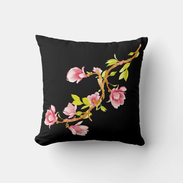 Coussin Magnolia Noir (Recto)