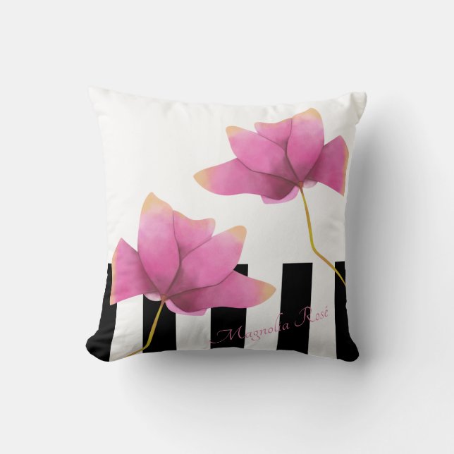 Coussin Magnolia Rosé Design Floral Moderne (Recto)