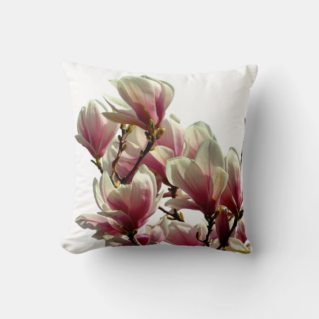Coussin Magnolia rose en floraison - Fleur de printemps (Recto)
