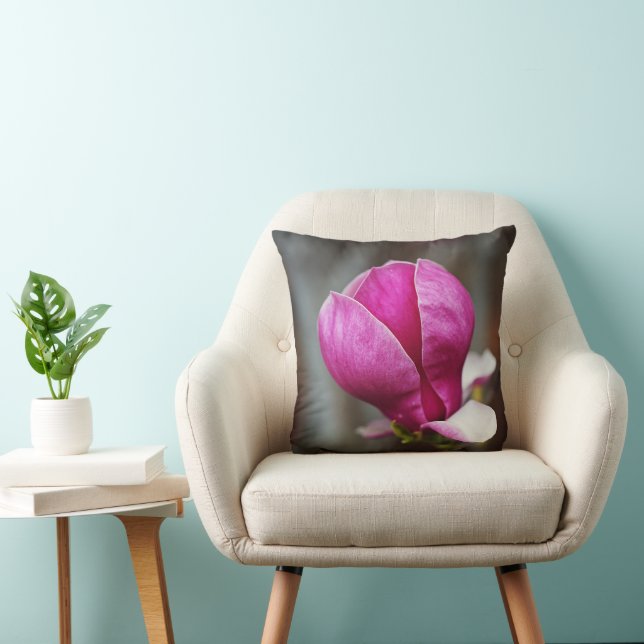 Coussin Magnolia rose en pleine floraison (Chaise)