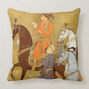 Coussin Maharaja à cheval, carreau de Mughal d'or