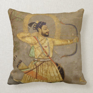 Coussin Maharaja Gold de chasse/carreau Mughal de Taupe