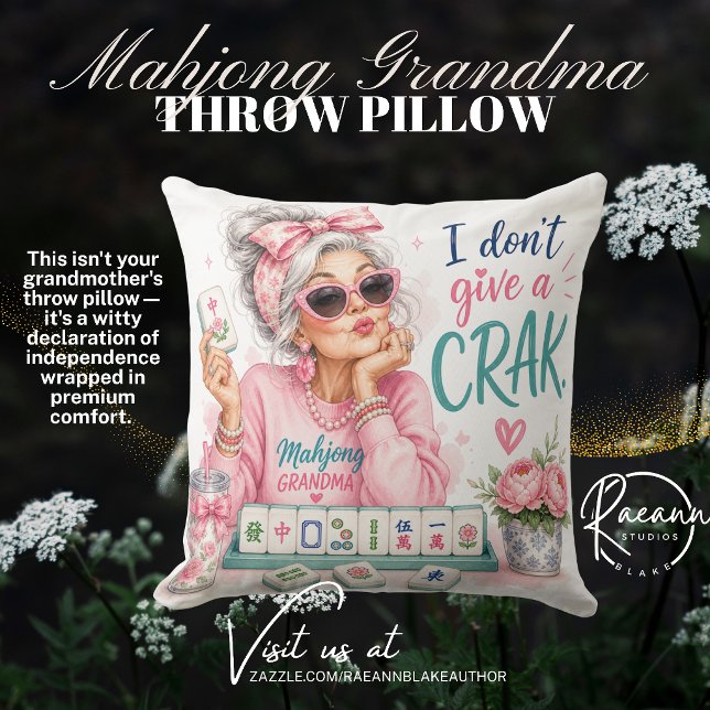 Coussin Mahjong Grand-mère Je m'en fiche un carré (Créateur téléchargé)