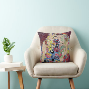 Coussin Maiden (Vierge), Gustav Klimt, Art Nouveau Vintage