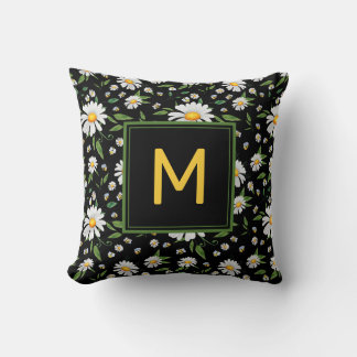 Coussin Maigre marguerite et monogramme d'abeille Motif fl