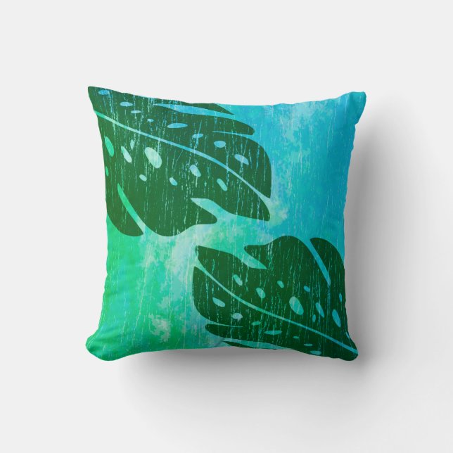 Coussin Maikai Hawaiian Monstera Feuille Tie-Dye Mélange (Recto)