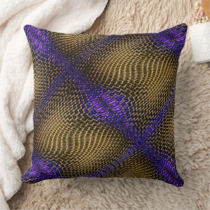 Coussin Maille croisée numérique de fil sépia sur violet
