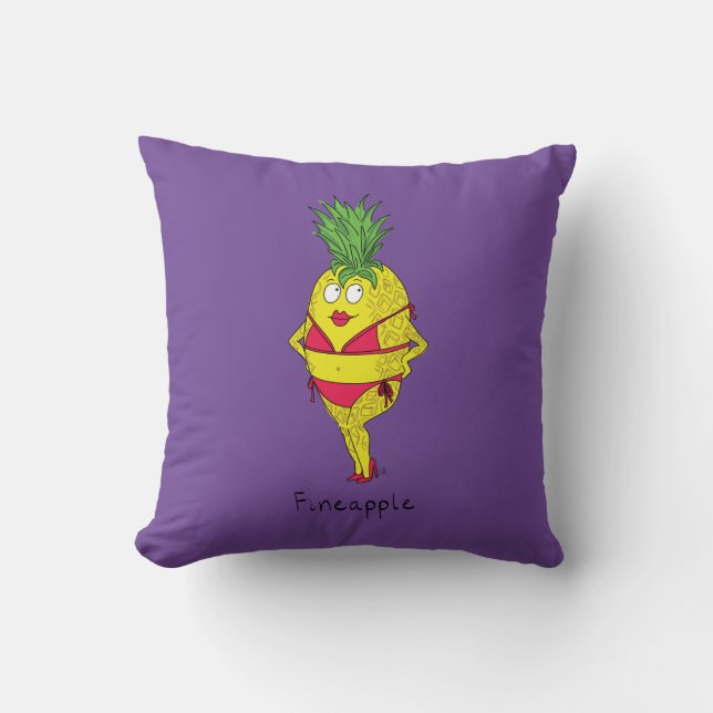 Coussin Maillot de bain drôle de fille mignonne à l'ananas (Recto)