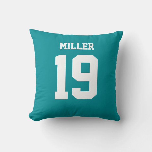 Coussin Maillot de sport double face Aqua et Blanc (Recto)