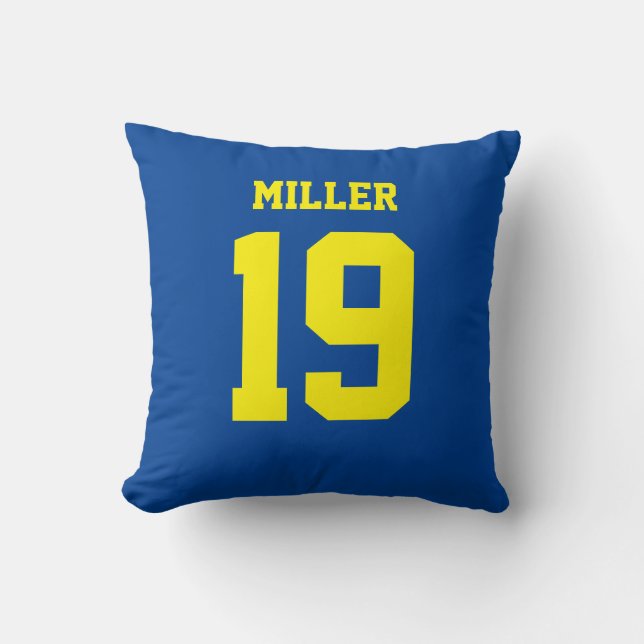 Coussin Maillot de sport double face bleu et jaune (Recto)