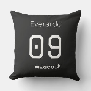 Coussin Maillot noir personnalisé de football Mexique