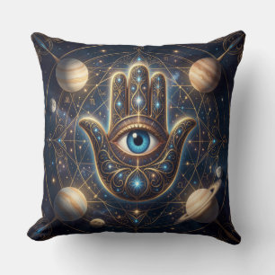 Coussin Main céleste de Hamsa & Œil mauvais Protection cos