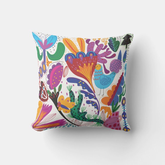 Coussin Main colorée dessinée Floral & Plante (Recto)