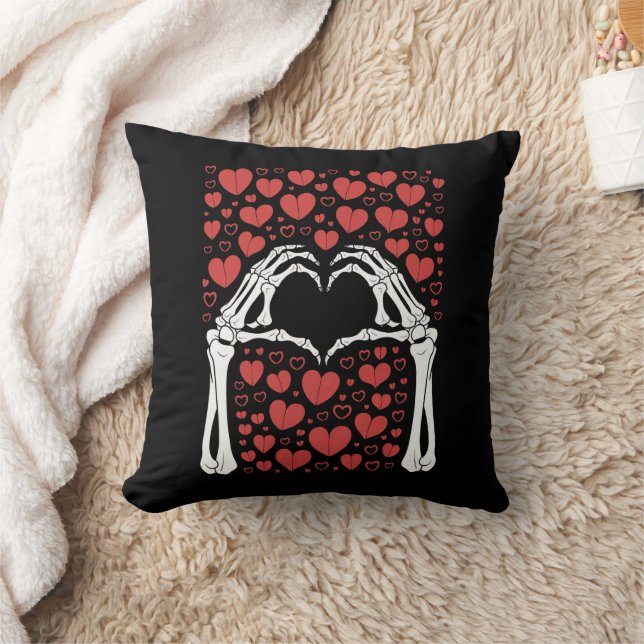 Coussin Main de squelette cœur Saint-Valentin Amour drôle (Couverture)