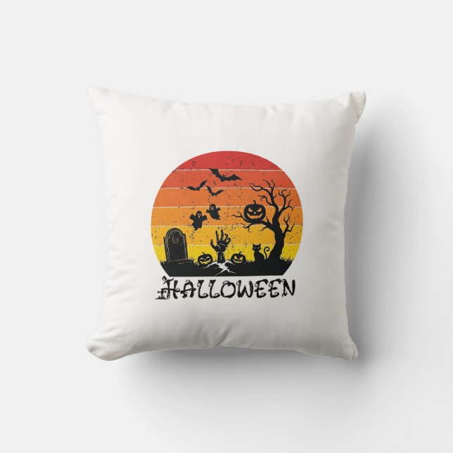 Coussin Main de zombie d'Halloween Pierre tombale Arbre Ch (Recto)