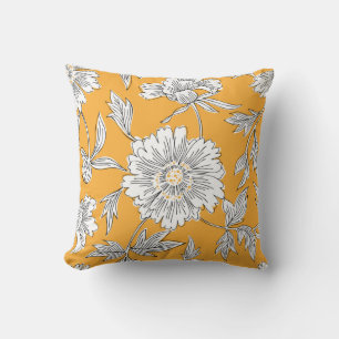 Coussin Main drawn abstract garden flowers. Tour