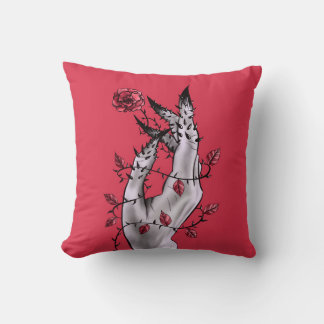 Coussin Main Horreur avec Imaginaire foncé gothique Rose
