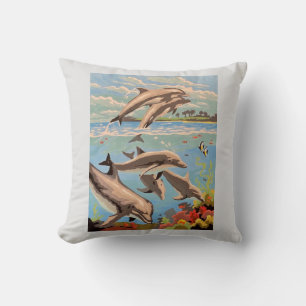 Coussin Main Painted by Number   Dolphins  