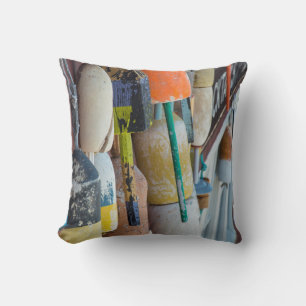 Coussin Maine, Bar Harbor. Bouées colorées pour casiers à
