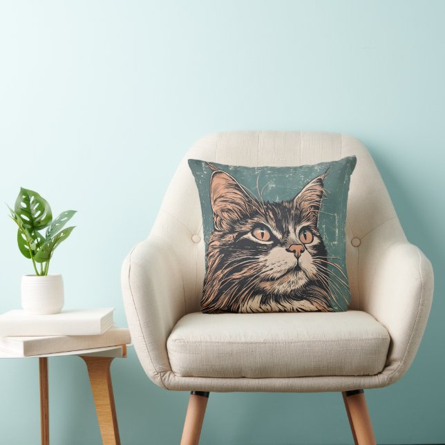 Coussin Maine Coon Chat Lino Imprimer (Chaise)