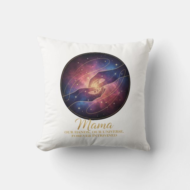 Coussin Mains célestes Maman Galaxie Univers (Recto)