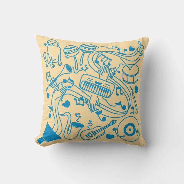 Coussin Mains de musique - conception ASL (Recto)