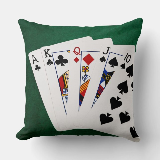 Coussin Mains De Poker - Droite - Ace À Dix (Recto)